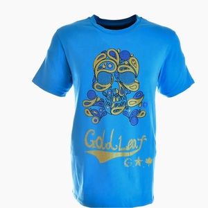 MEN’S DECORATIVE STUDDED SKULL SHIRT-BLUE